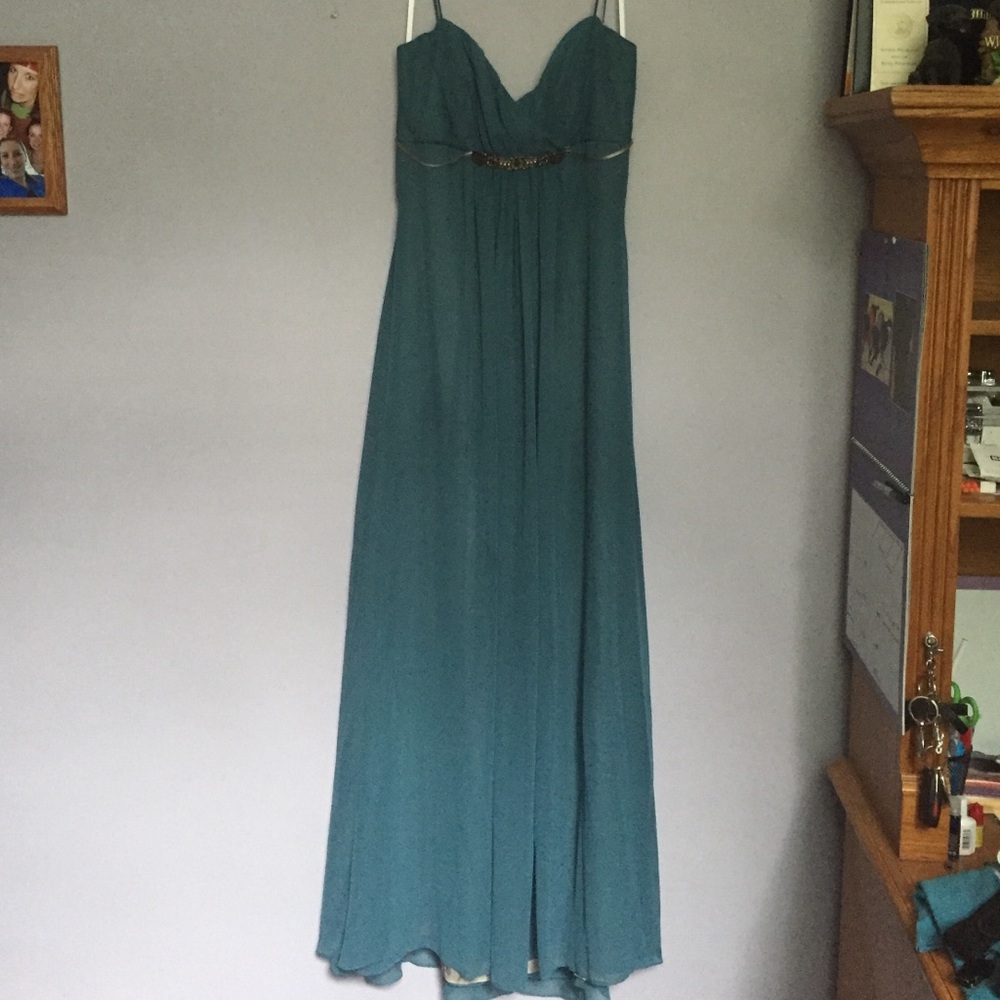 Elegant Teal Maxi Dress with Empire Waist